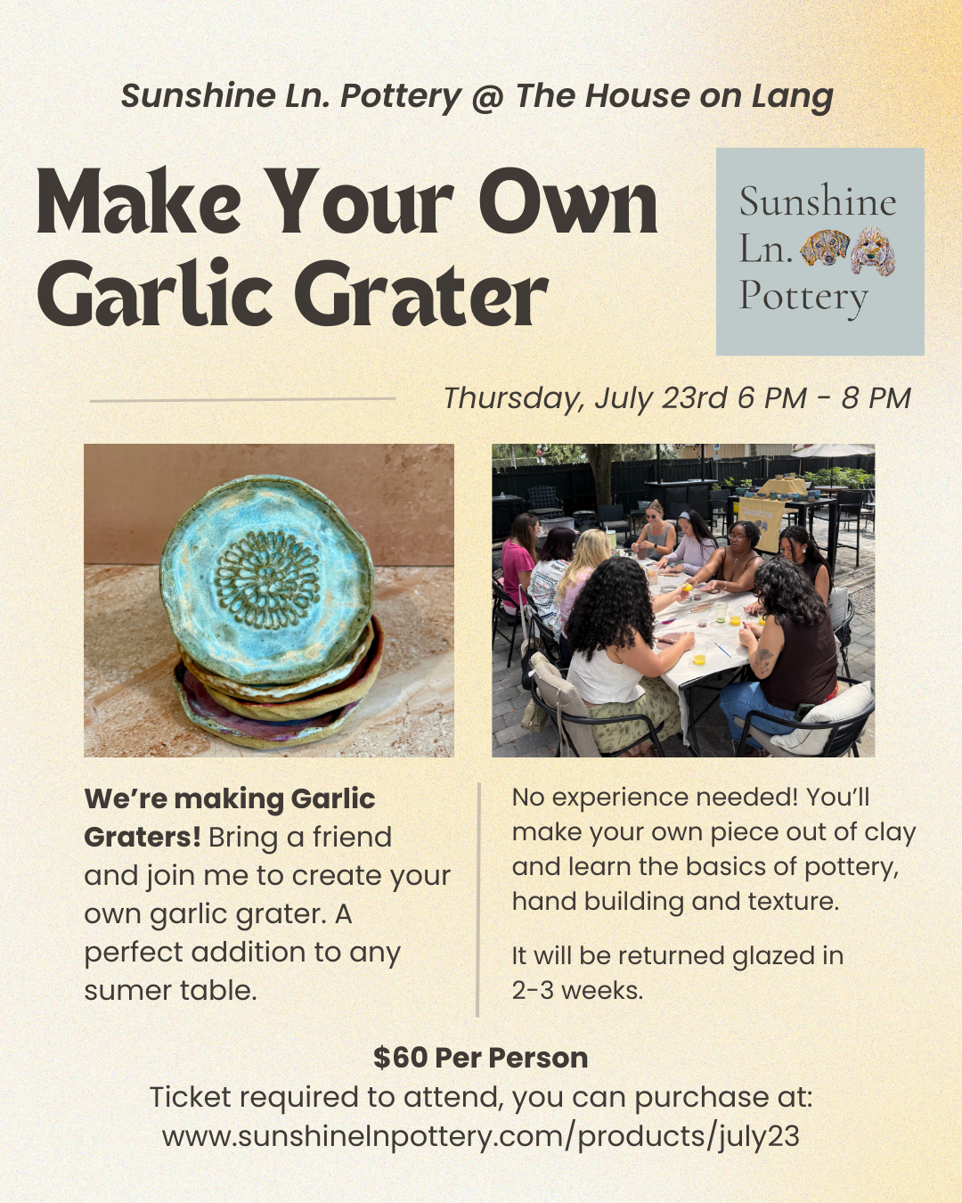Make Your Own Garlic Grater @ The House on Lang, July 23