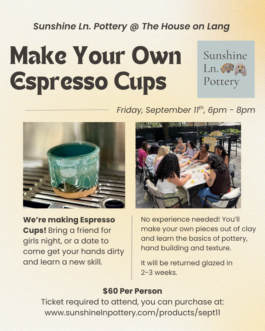 Make Your Own Espresso Cups @ The House on Lang, September 11
