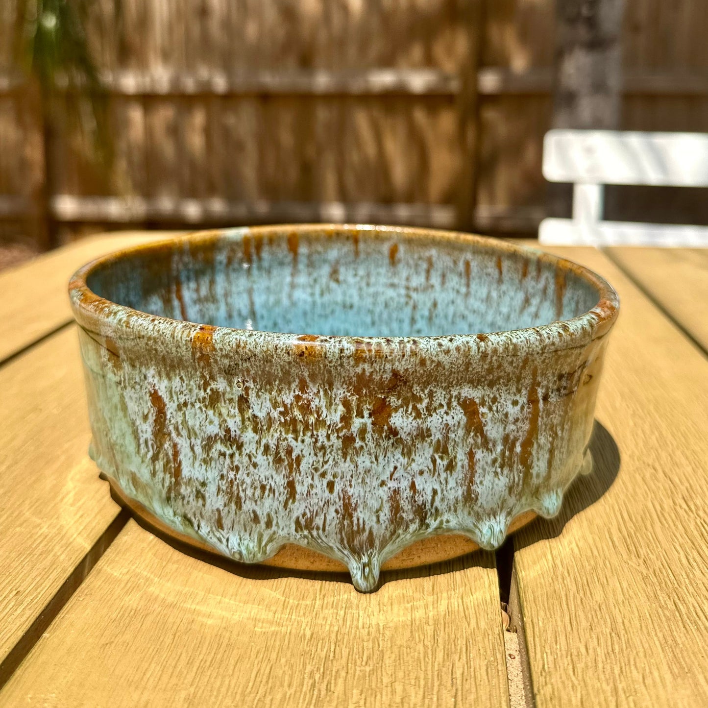 Large Blue/Brown Dog Dish / Bowl