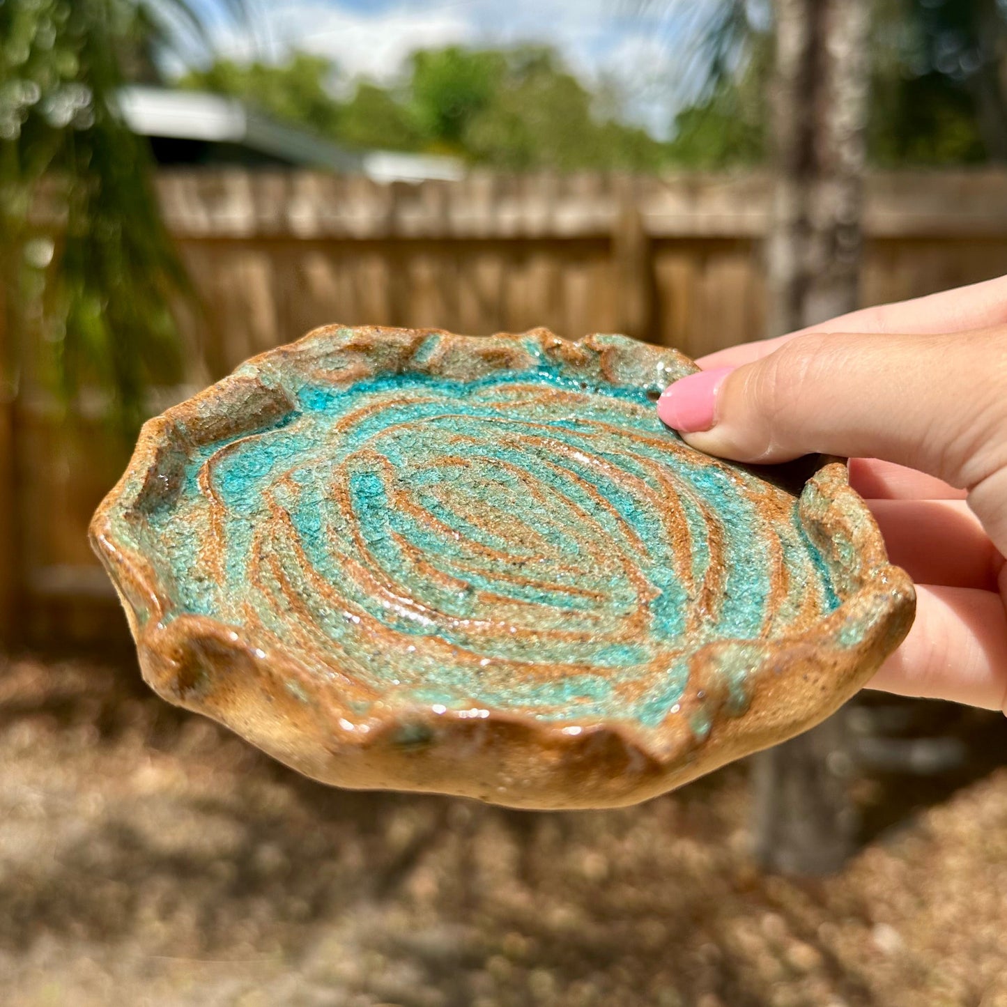 Crackle Blue Coaster / Candle Holder