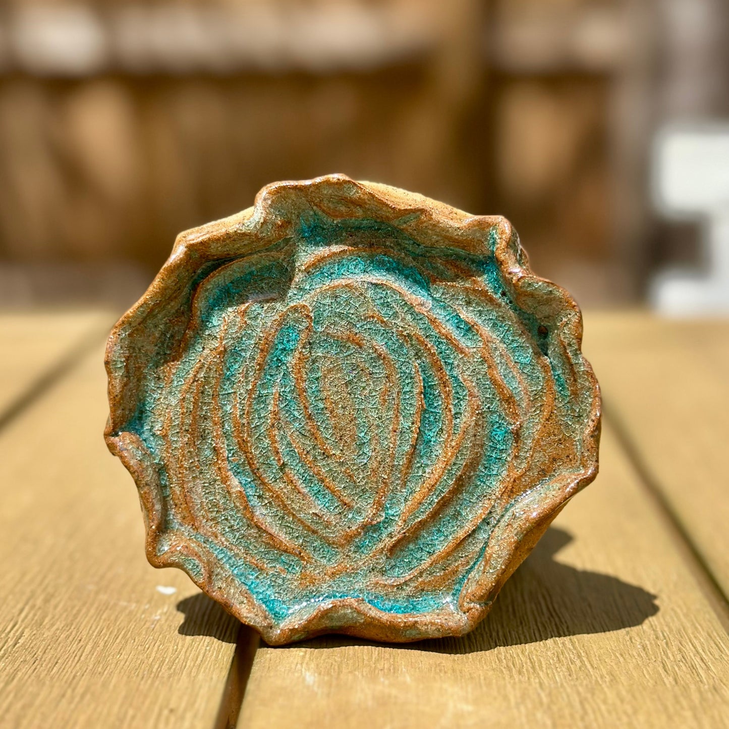 Crackle Blue Coaster / Candle Holder