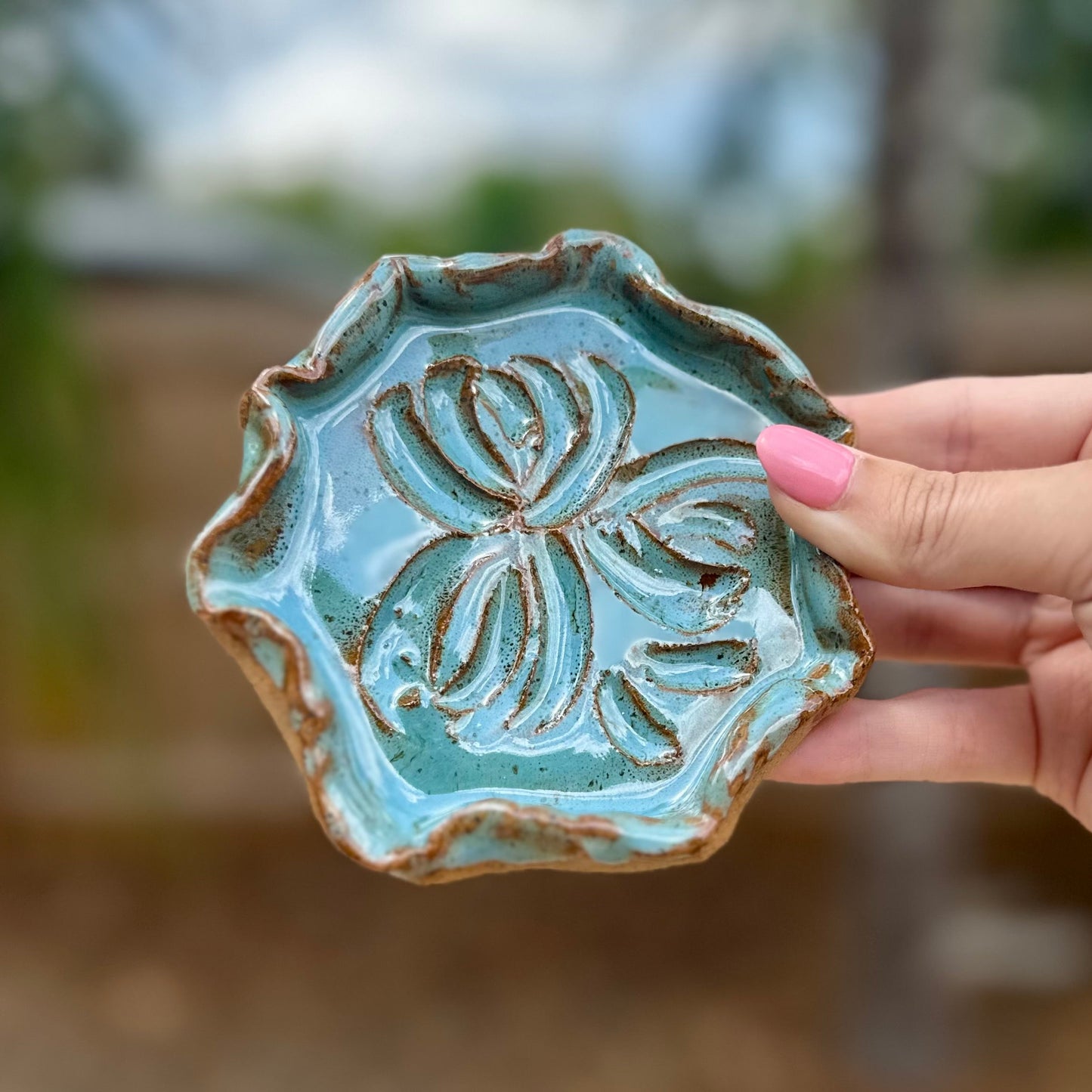 Teal Coaster / Candle Holder
