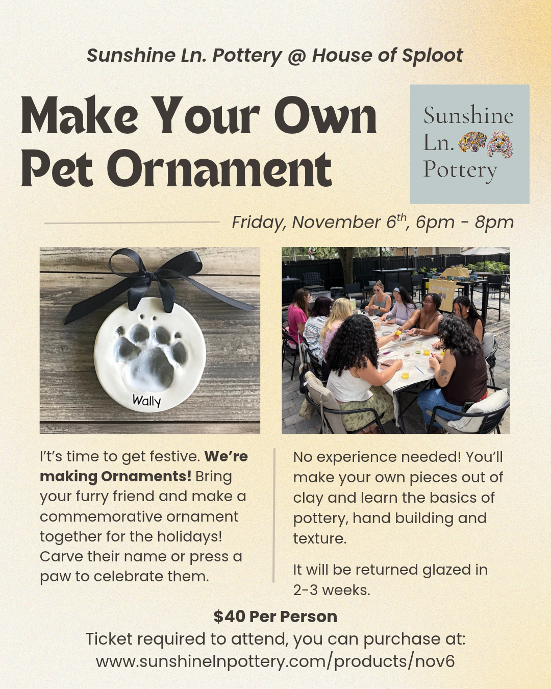 Make Your Own Pet Ornament @ House of Sploot, November 6