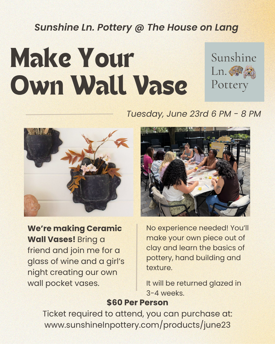 Make Your Own Wall Vase @ The House on Lang, June 23