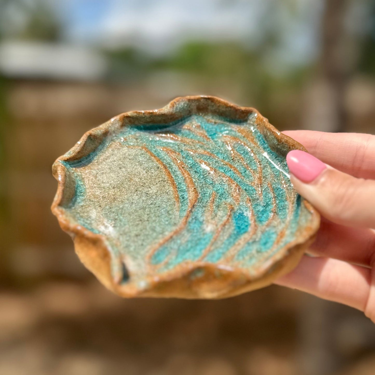 Crackle Blue Coaster / Candle Holder