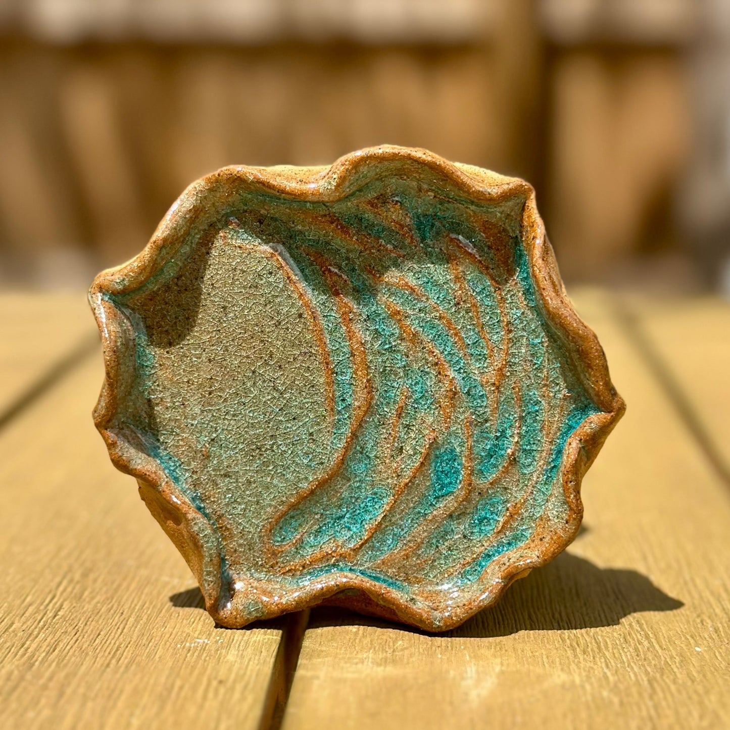 Crackle Blue Coaster / Candle Holder